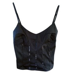 Chiara D'Este Strappy Black Sequin Corset Large (Eur 42) Dark Romance Whimsy